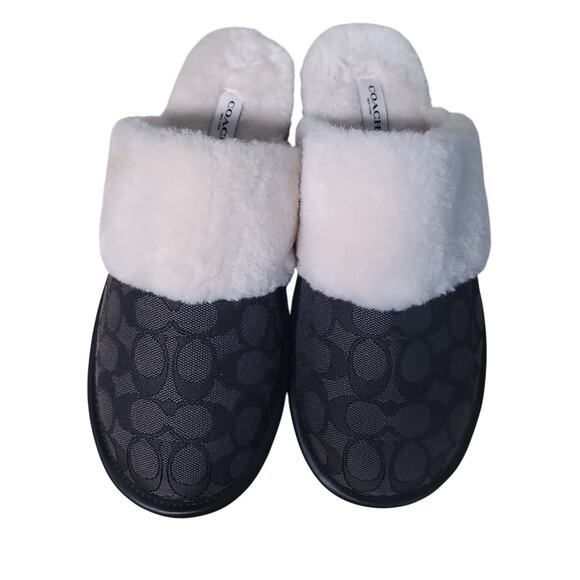 Coach Black Zena Slipper Signature Jacquard Size 10B - Picture 1 of 6